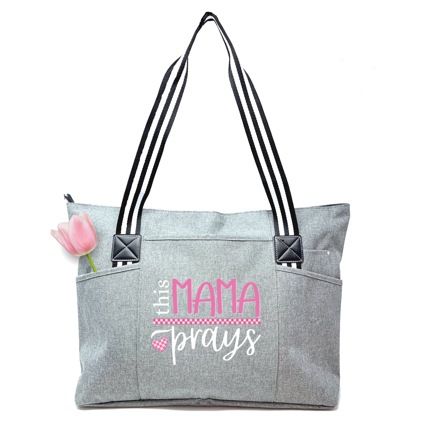 This Mama Prays Gray Tessa Tote