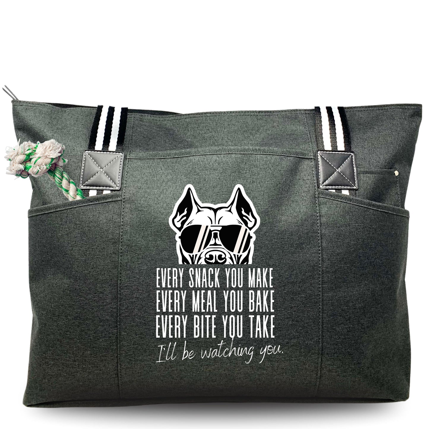 I'll Be Watching You Funny Dog Tessa Black Bag