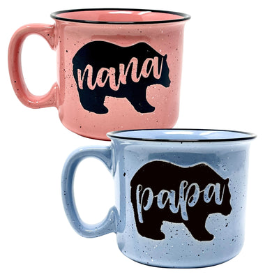 Nana Bear Cute Coffee Mug for Grandma, Grandmother - Grandma Gifts, Mother's Day, Christmas, Birthday (Nana Bear Coral and Papa Bear Dark Blue Gift Set)