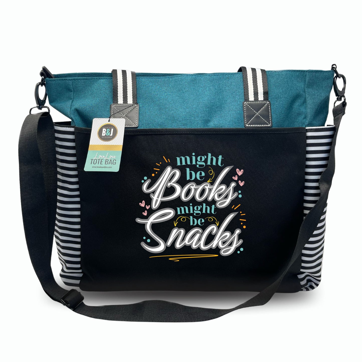Books or Snacks LouLou Mom Teal Tote Bag