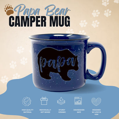 Papa Bear 15 oz Navy Ceramic Mug for Dads
