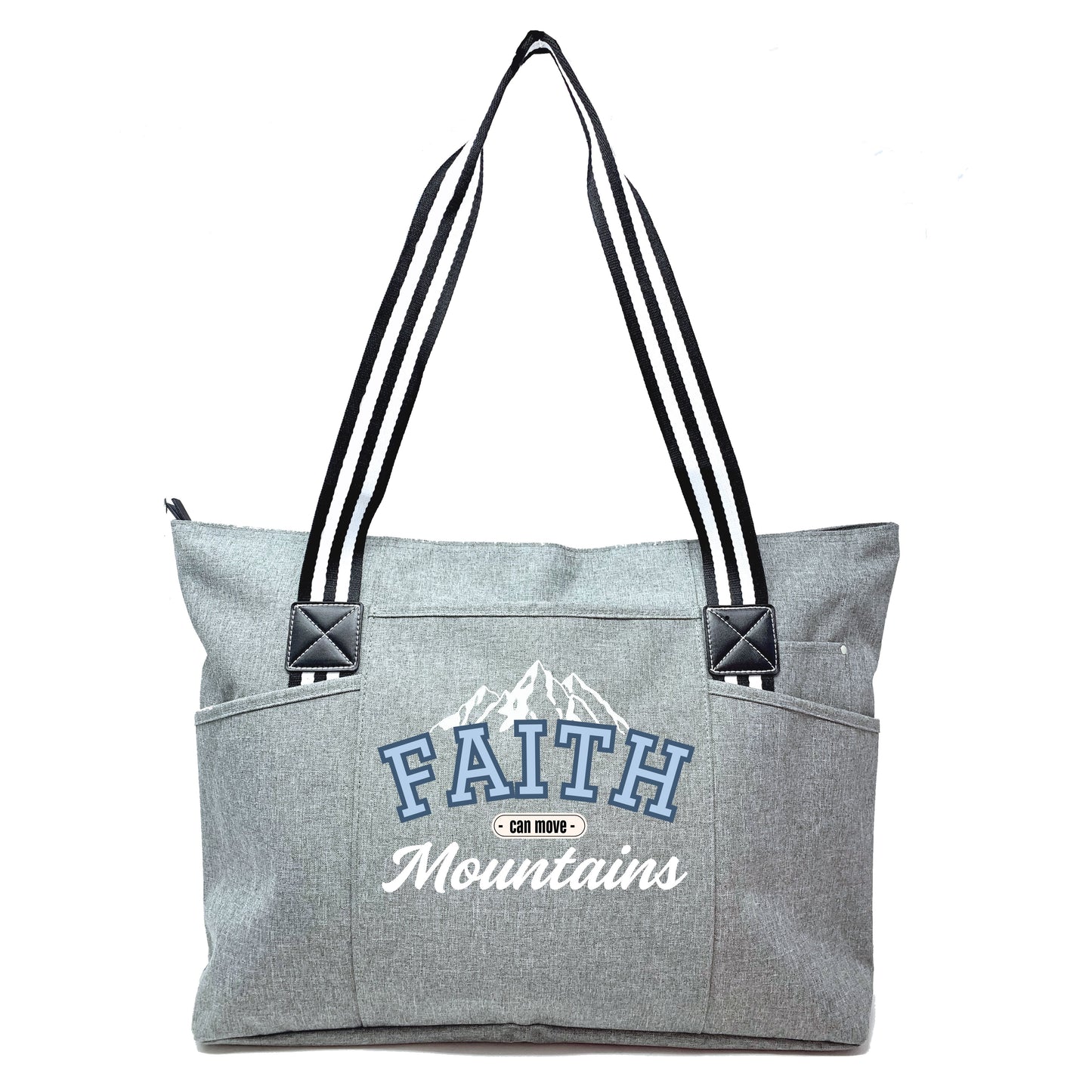 Faith Can Move Mountains Tessa Tote Bag With Pockets and Zippers