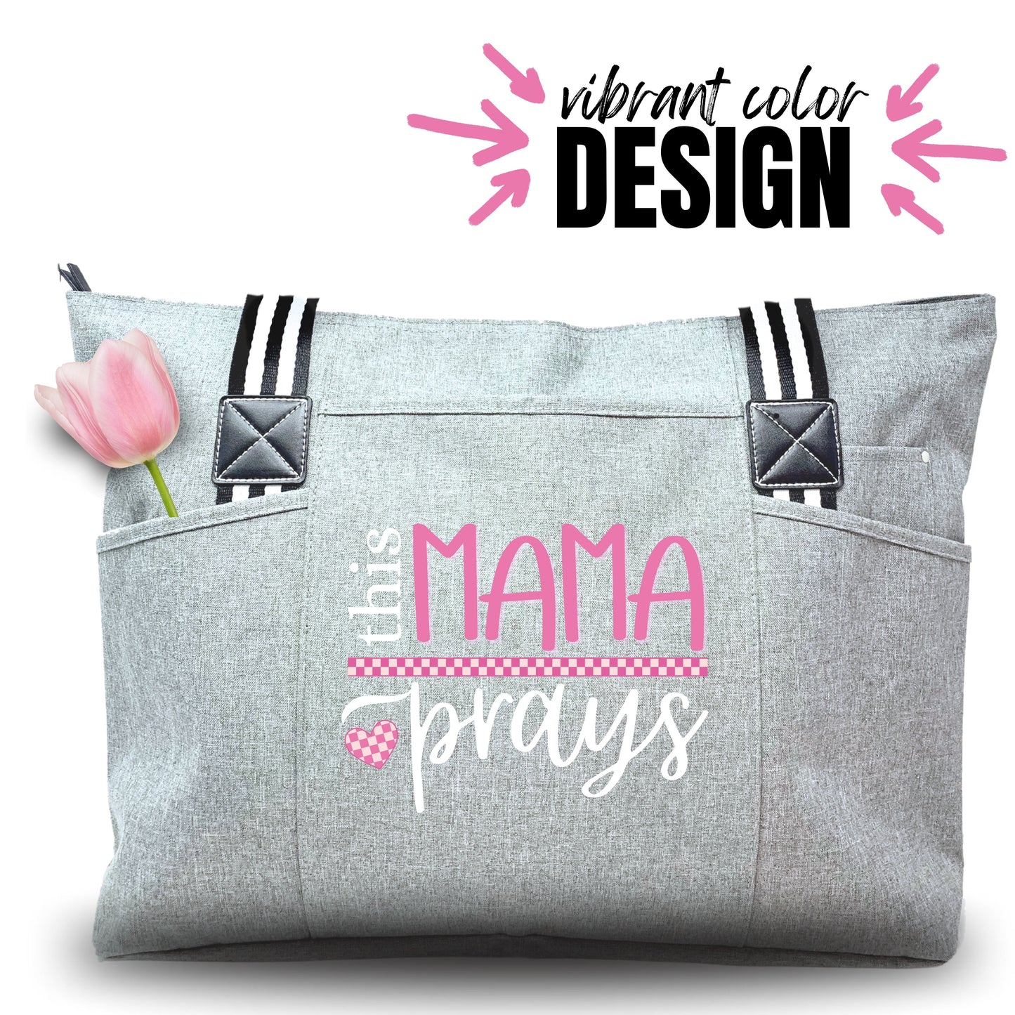 This Mama Prays Gray Tessa Tote