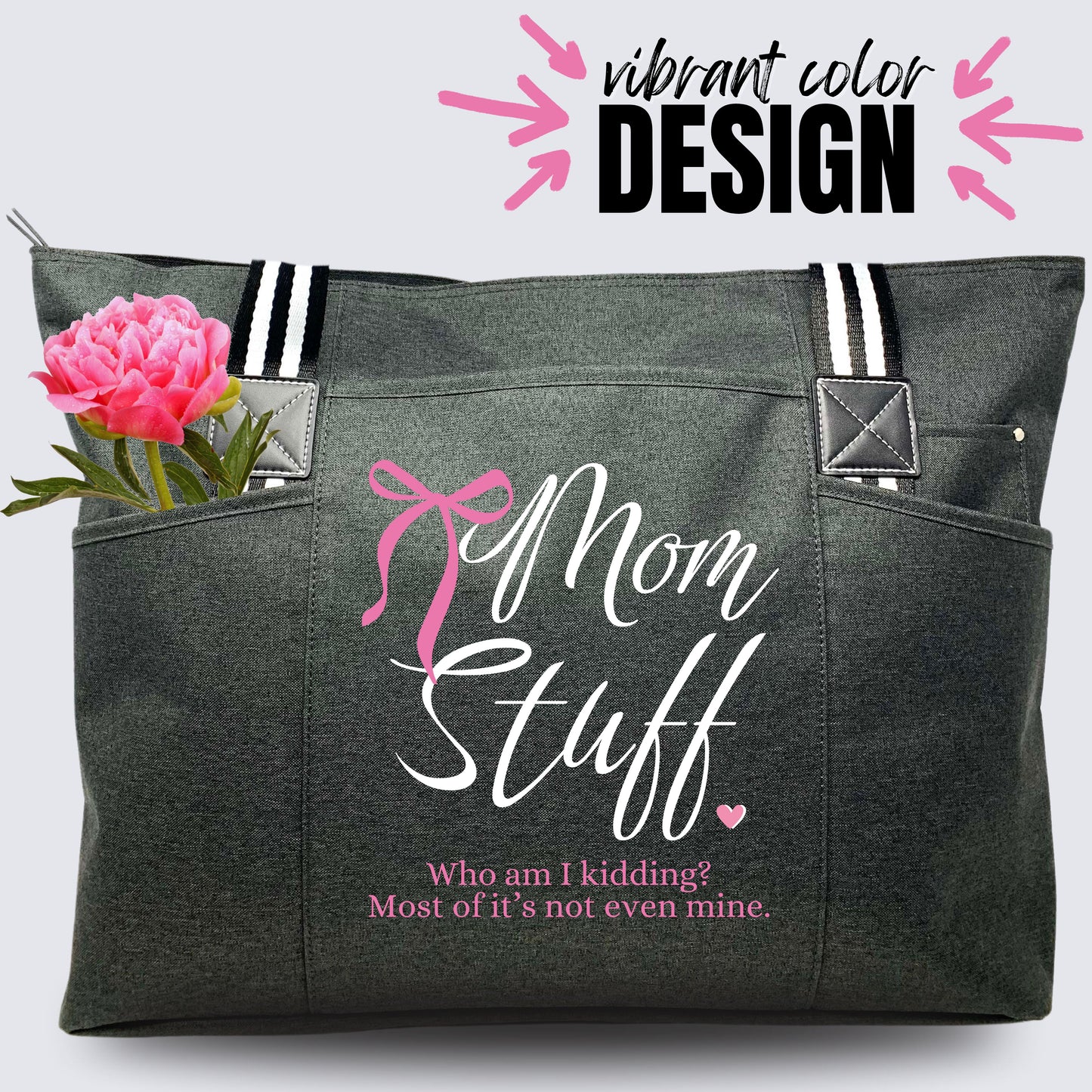 Mom Stuff Black Tessa Tote Bag for Mama