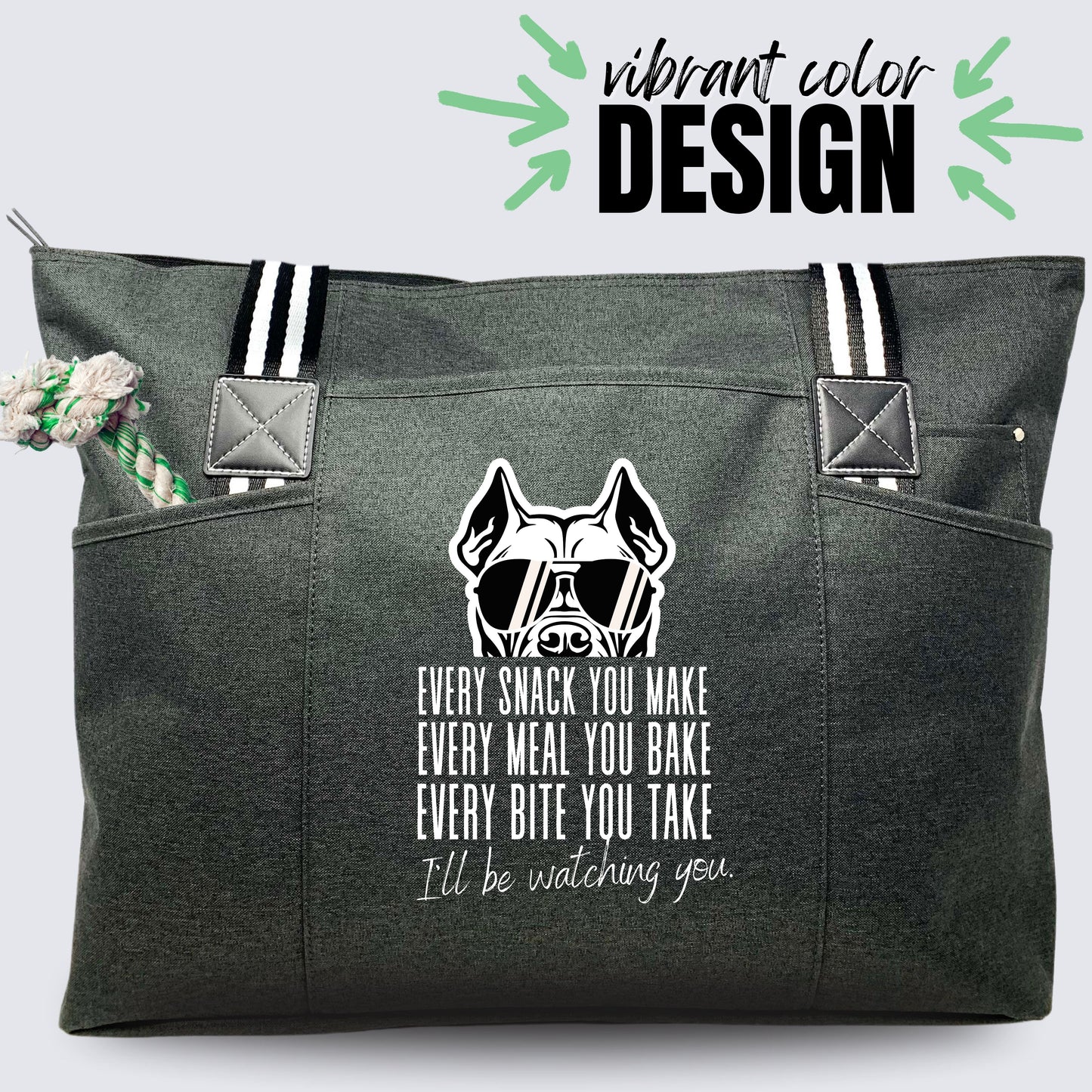 I'll Be Watching You Funny Dog Tessa Black Bag