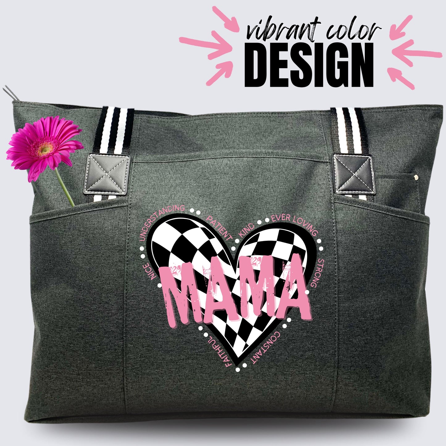 Mama Pink Checkered Heart Tessa Black Bag for Mom