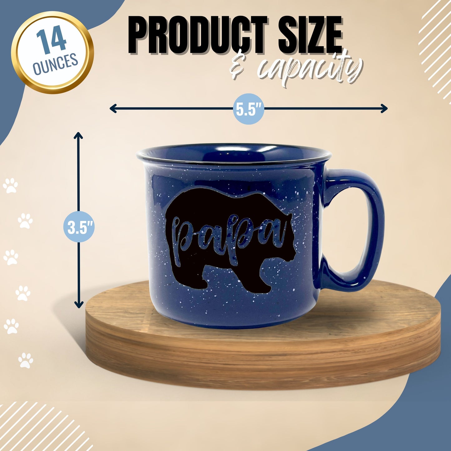 Papa Bear 15 oz Navy Ceramic Mug for Dads