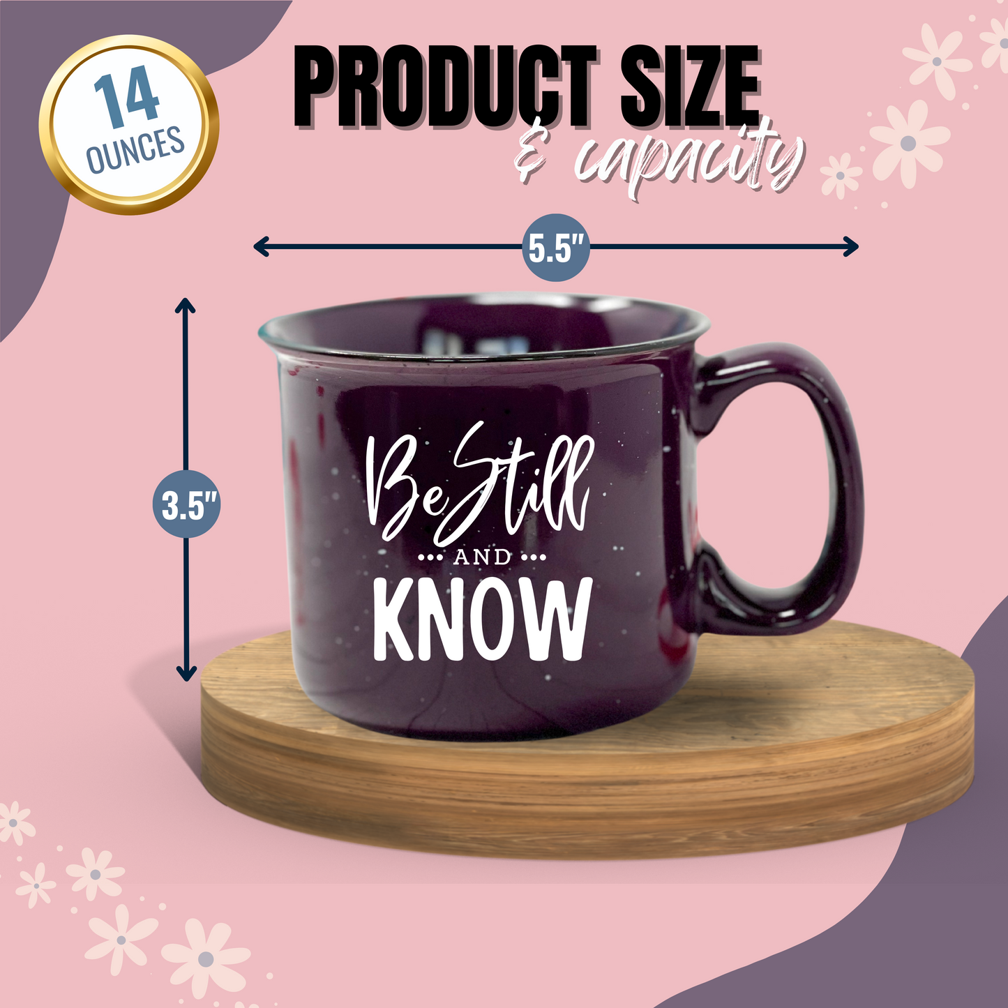 Cute Inspirational Motivational Coffee Mugs for Women - Unique Fun Gifts for Her, Wife, Friend, Mom, Sister, Teacher, Coworkers - Coffee Cups & Mugs with Quotes (Be Still and Know Plum)