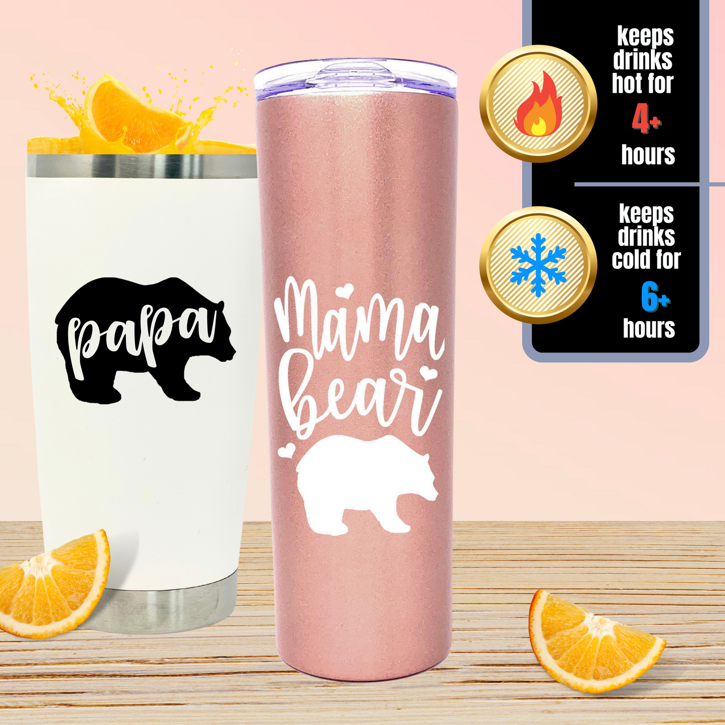 Mom and Dad Gift Coffee Mug - Mama Bear and Papa Bear Tumbler - Mom and Dad Cup - Cute Gifts for Mother, Father, New Moms and Dads for Christmas, Birthday, Mother's Day, and Father's Day (Mama Bear and Papa Bear 20 oz Gift Set)