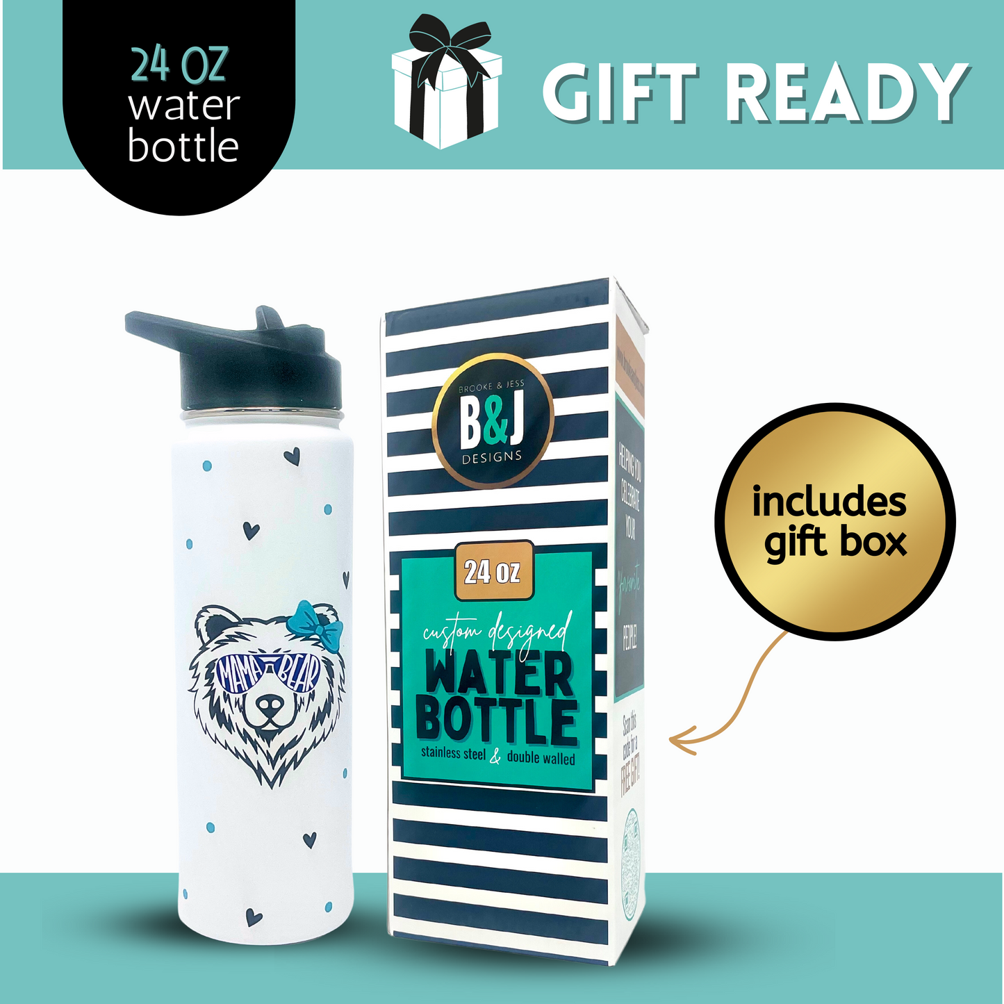 Mama Bear Tumbler - Cute Unique Gifts for Women - Mom Gift Coffee Mug Insulated Cup, Water Bottle - Great Gifts for Mother’s Day, Birthday, Best Cups and Mugs for Christmas, Birthday, Mother's Day