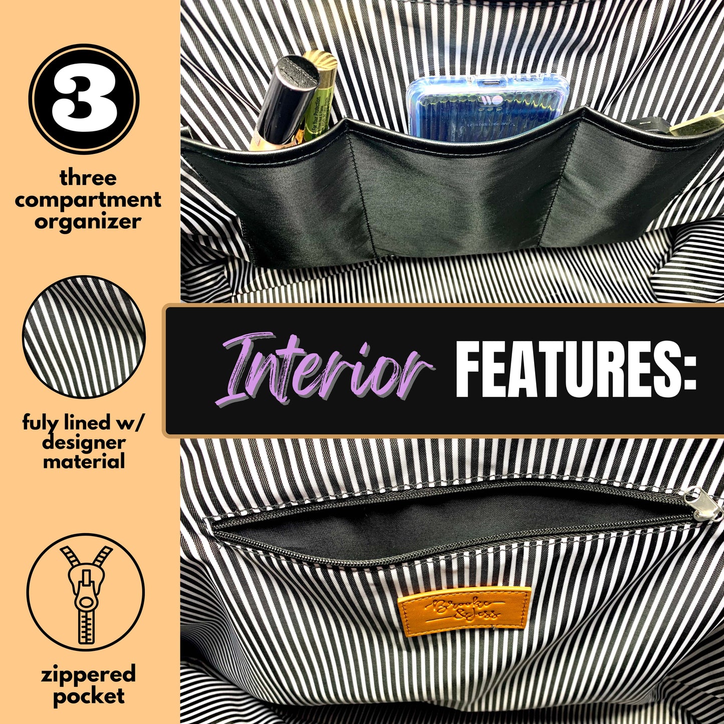 Grandma Mode All Day Every Day Tote Bag Gift with Pockets and Zipper