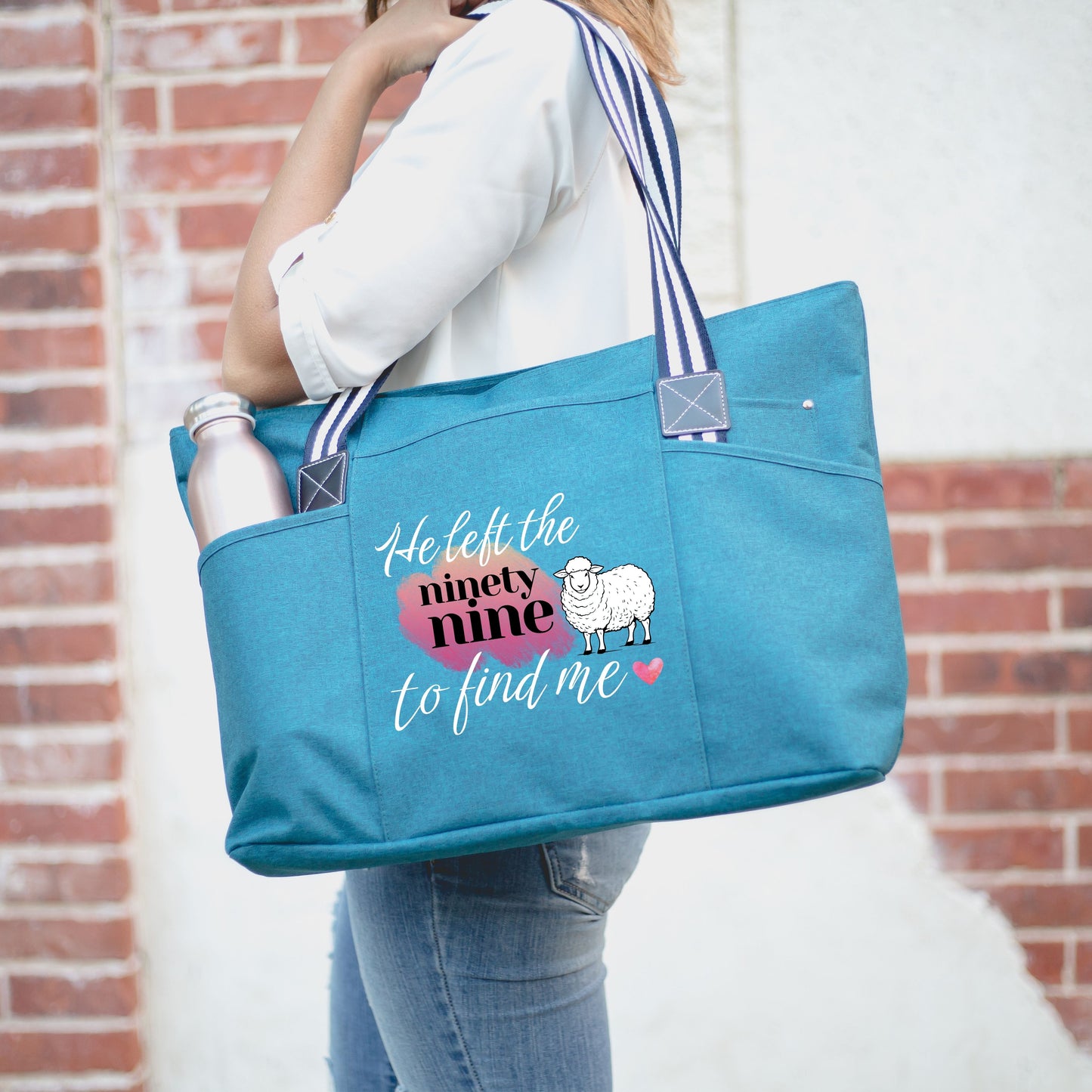 He Left the Ninety Nine to Find Me Tessa Tote Bag With Pockets and Zippers