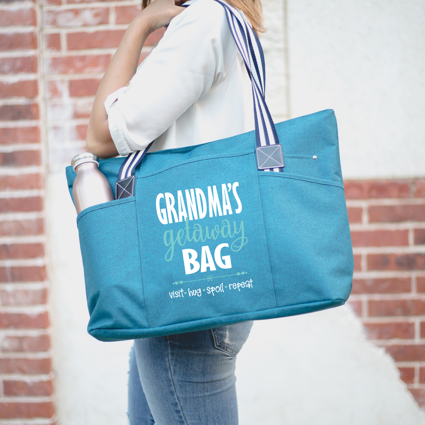 Grandma's Getaway Tessa Teal Tote Bag for Grandmothers