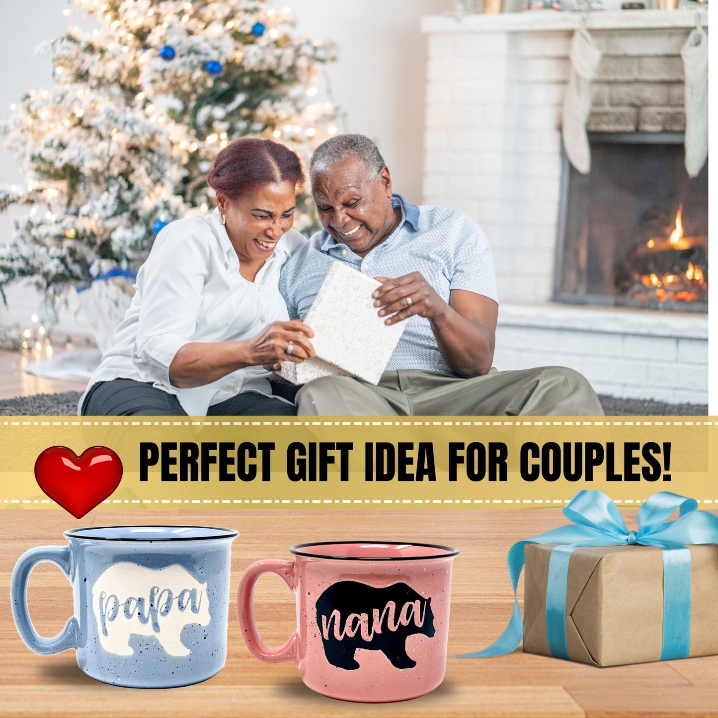 Nana Bear & Papa Bear Coffee Mug Gift Set - Cute, Large Coffee Cup Sets for Parents, Couples, Grandparents - Unique Fun Gifts for Him, Her, Birthday, Anniversary, Mother's Day, Father's Day, Christmas