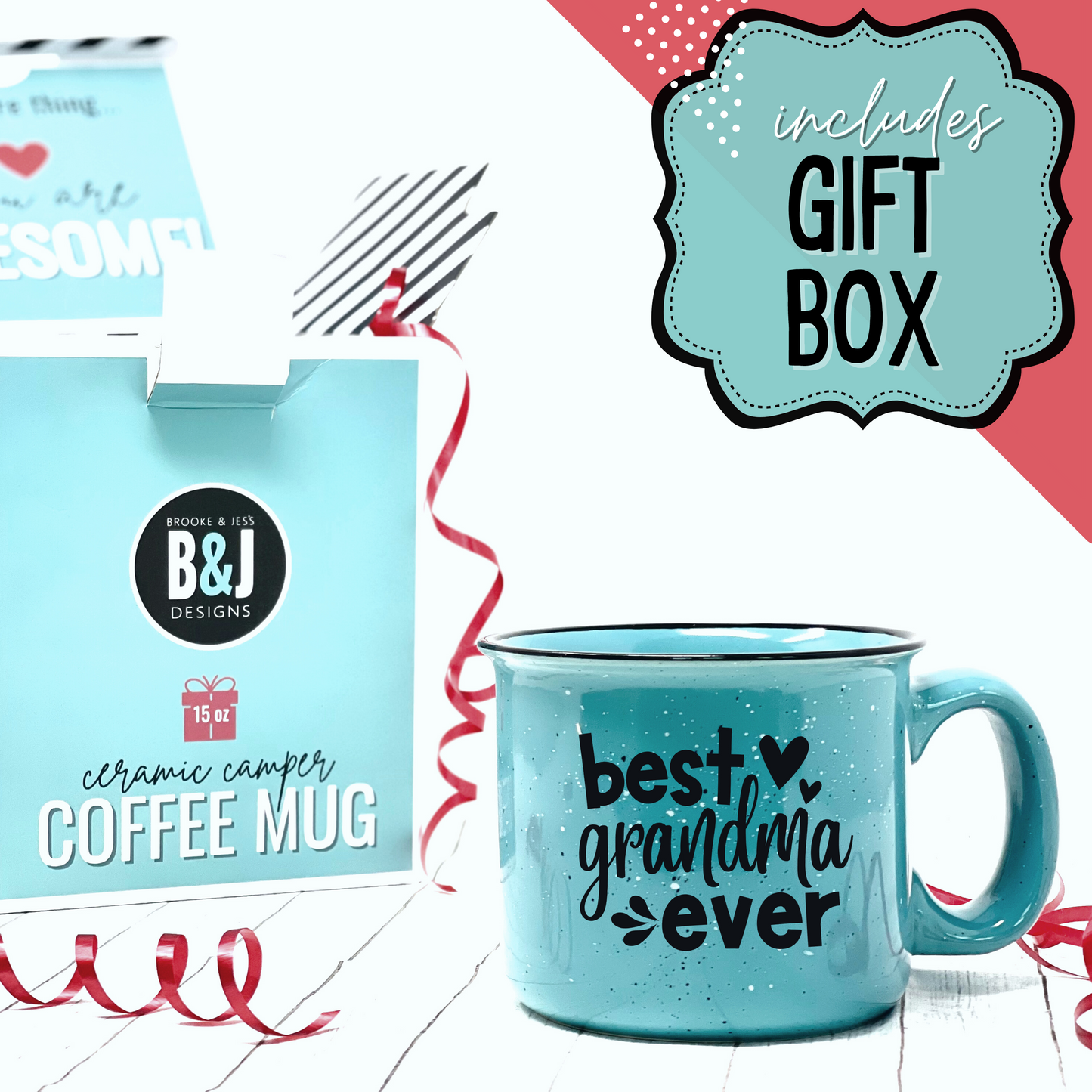 Best Grandma Ever Teal - Cute Funny Coffee Mug for Grandma - Unique Fun Gifts for Grandmother, Grandma from Grandkids - Coffee Cups & Mugs with Quotes