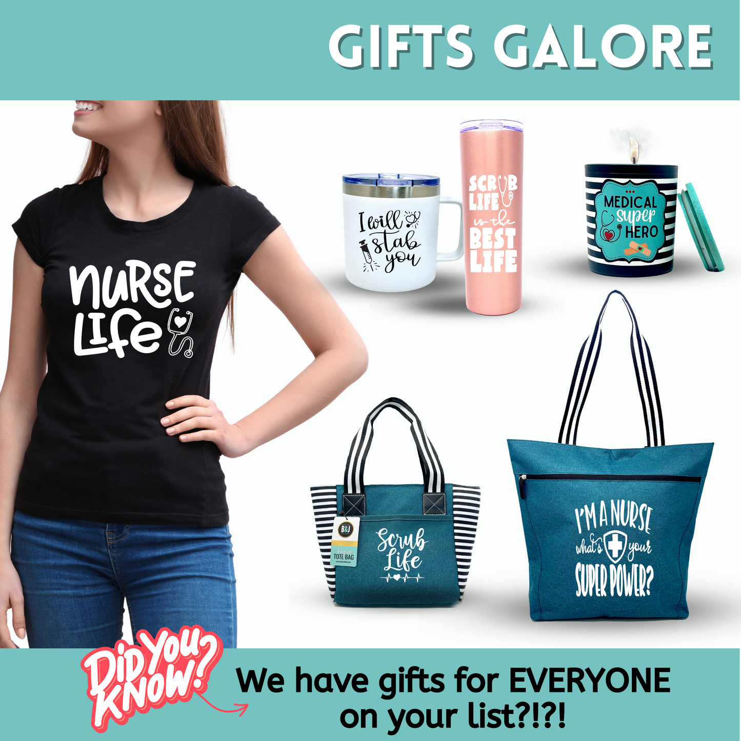 Nurse Gifts for Women - Coffee Scrubs and Rubber gloves full color water bottle