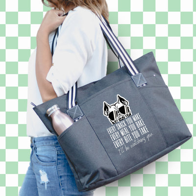 I'll Be Watching You Funny Dog Tessa Black Bag