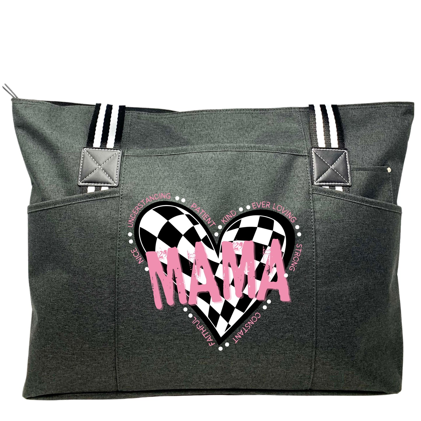 Mama Pink Checkered Heart Tessa Black Bag for Mom