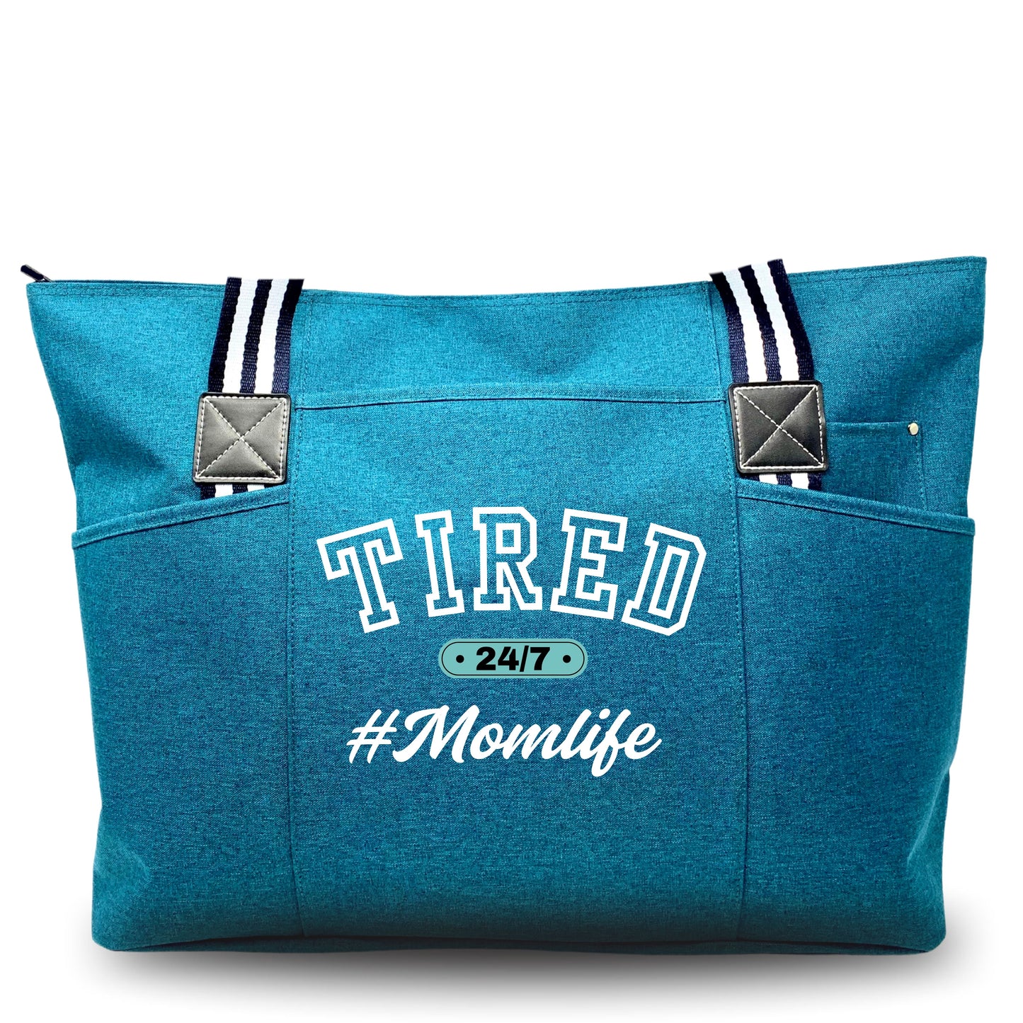 Tired 24/7 #MomLife Teal Tessa Tote Bag