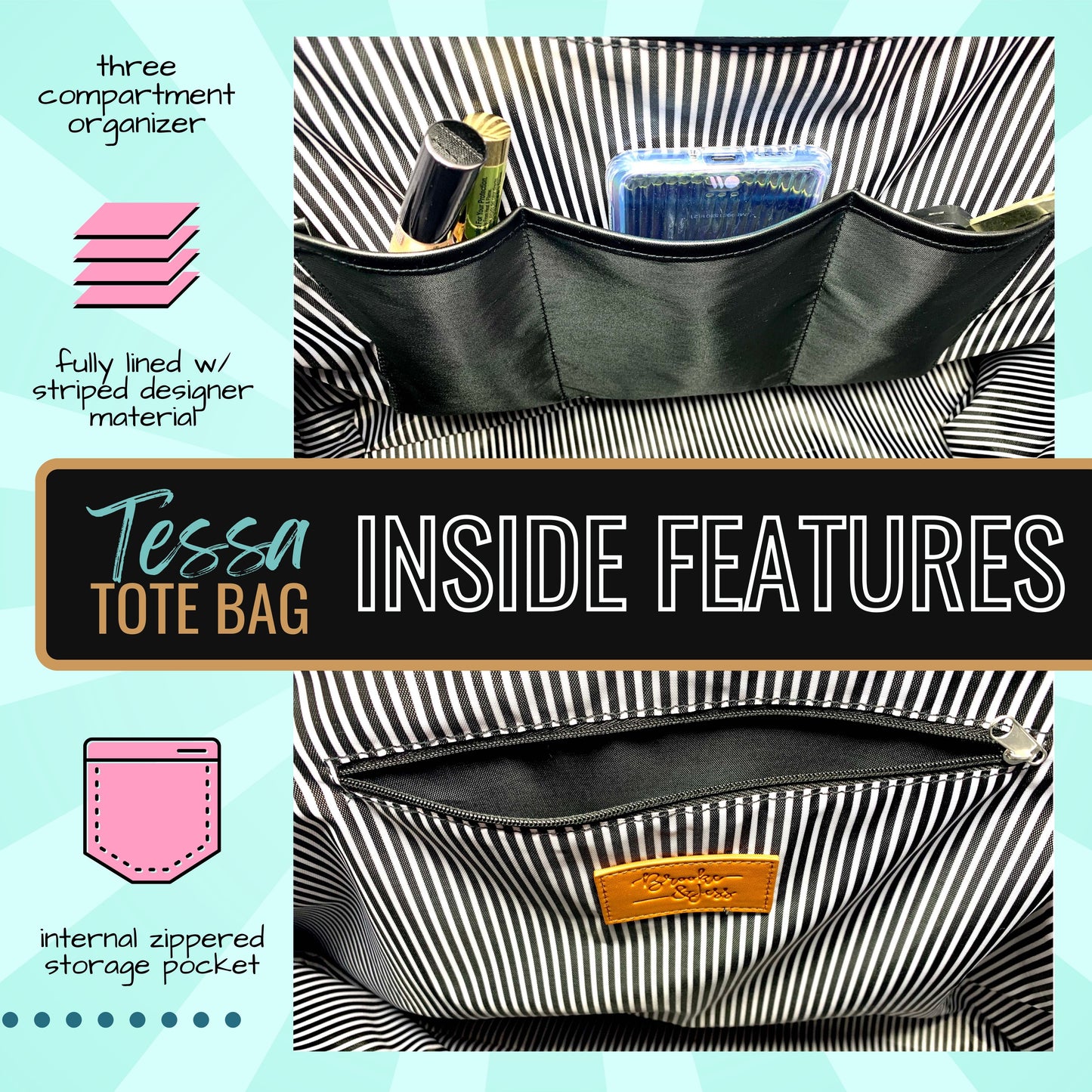 He Left the Ninety Nine to Find Me Tessa Tote Bag With Pockets and Zippers