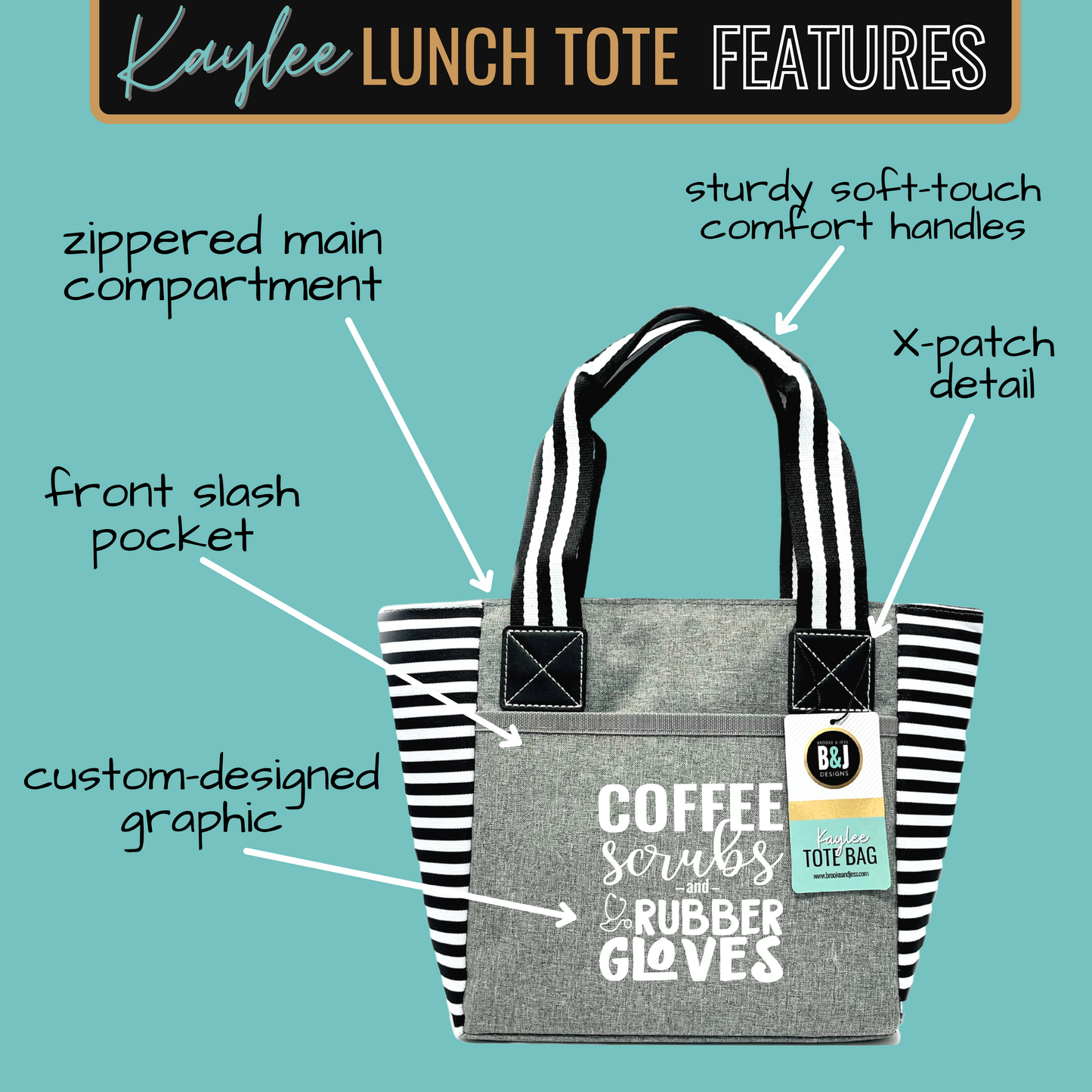 Coffee Scrubs Kaylee Gray Tote Bag for Medical Workers