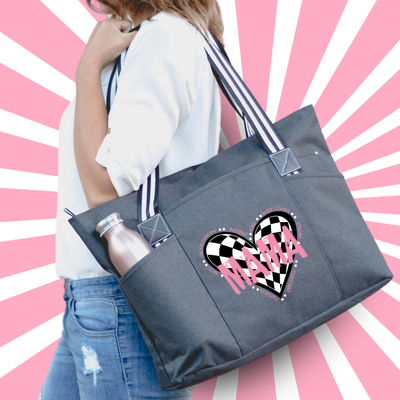 Mama Pink Checkered Heart Tessa Black Bag for Mom