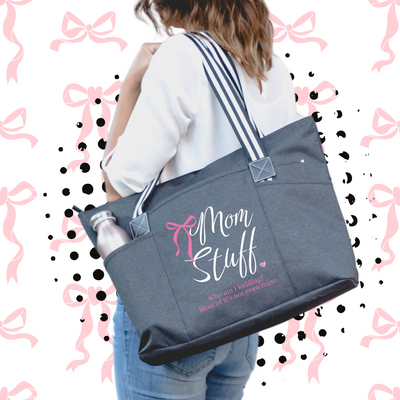 Mom Stuff Black Tessa Tote Bag for Mama