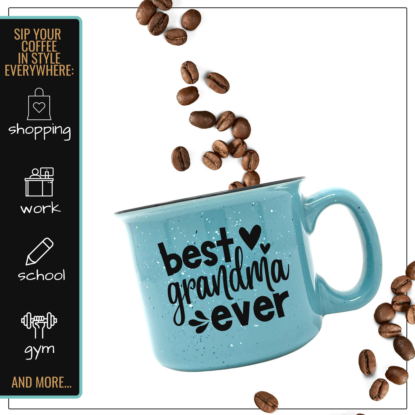 Best Grandma Ever Teal - Cute Funny Coffee Mug for Grandma - Unique Fun Gifts for Grandmother, Grandma from Grandkids - Coffee Cups & Mugs with Quotes