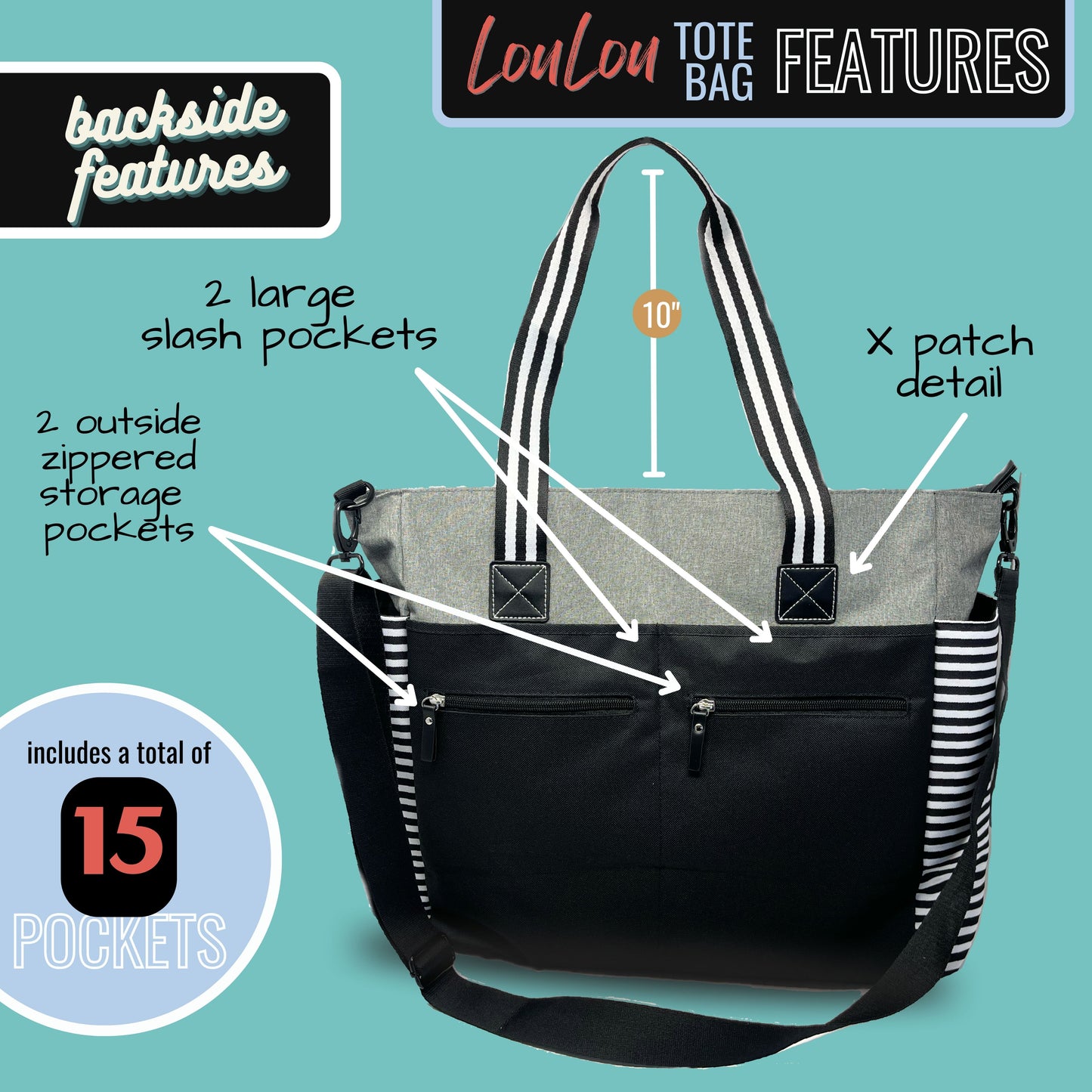 Love Like Jesus Gray LouLou Tote Bag with 15 Pockets