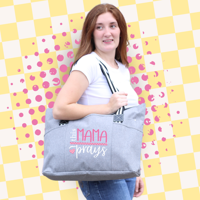This Mama Prays Gray Tessa Tote