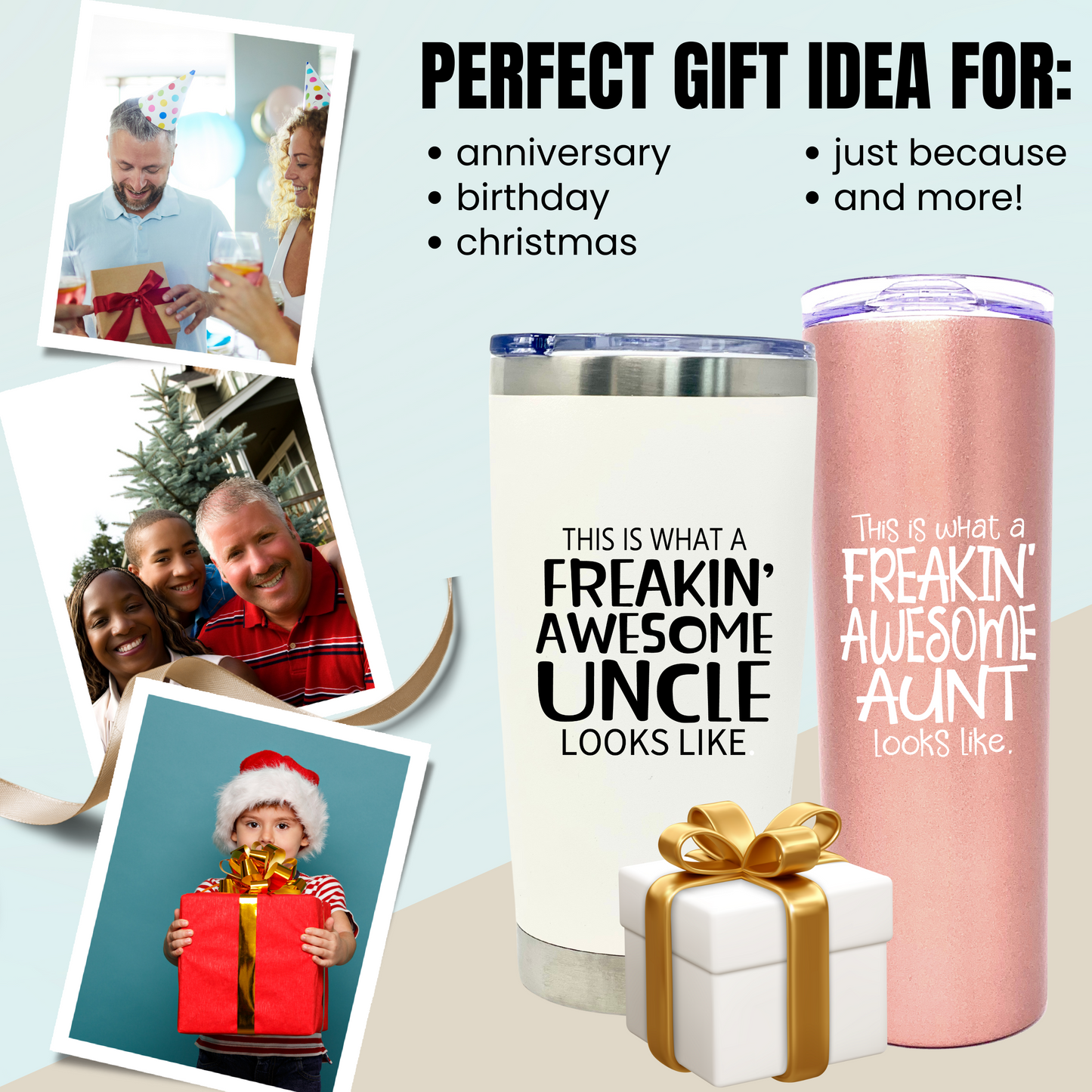 Funny Aunt and Uncle 20 oz Tumbler Gift Set