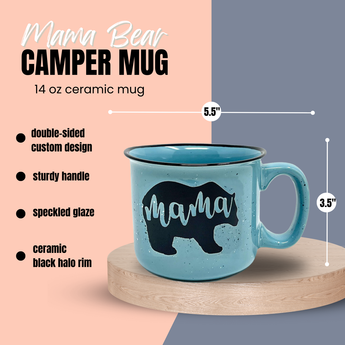 Mama Bear & Papa Bear Coffee Mug - Cute Coffee Cups for Men and Women - Unique Fun Gifts for Him, Her, Mother's Day, Father's Day, Christmas (Mama Bear Teal & Papa Bear Dark Blue Gift Set)