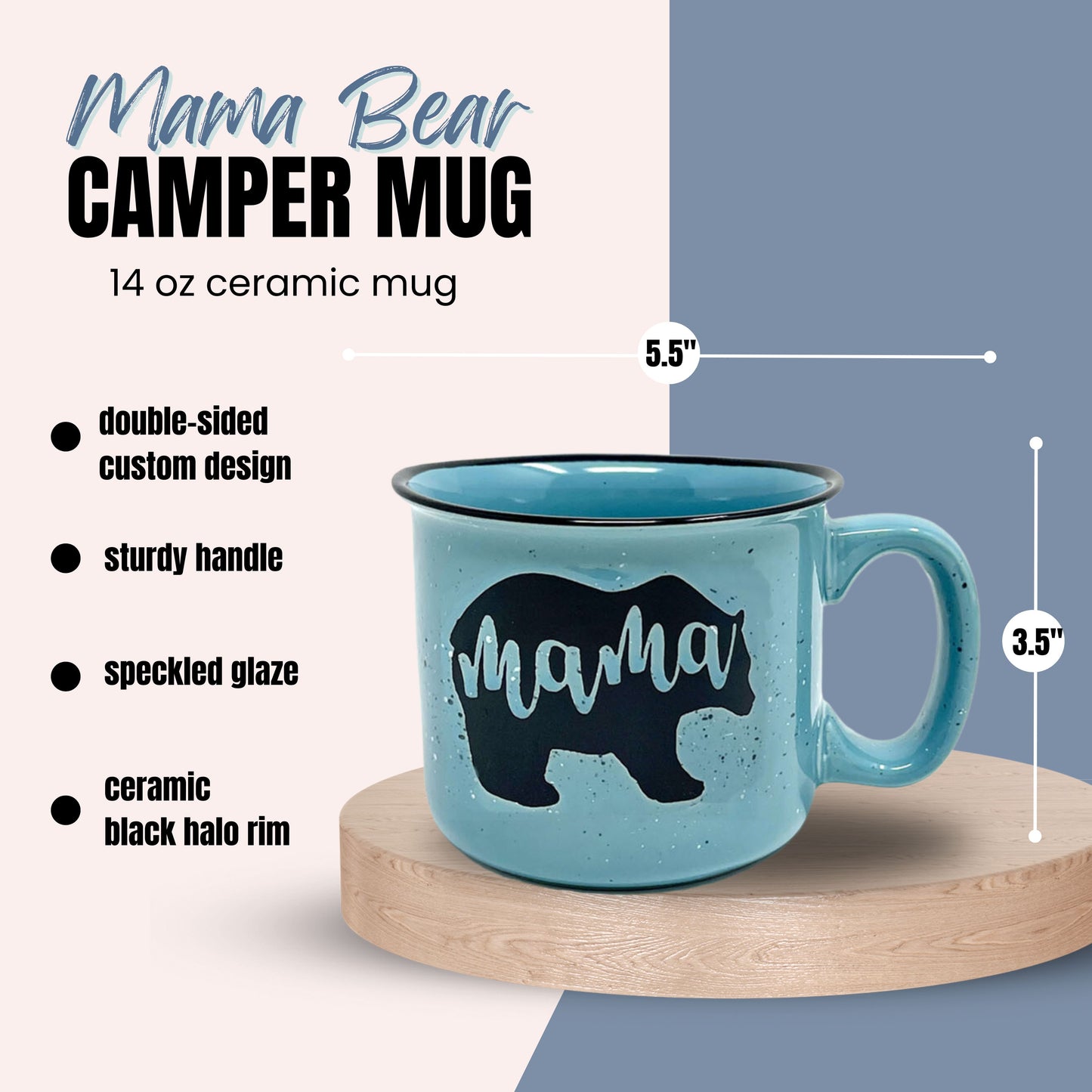 Mama Bear Coffee Mug for Mom, Mother, Wife - Cute Coffee Cups for Women - Unique Fun Gifts for Her, Mother's Day, Christmas (Mama Bear Teal and Papa Bear Light Blue Gift Set)