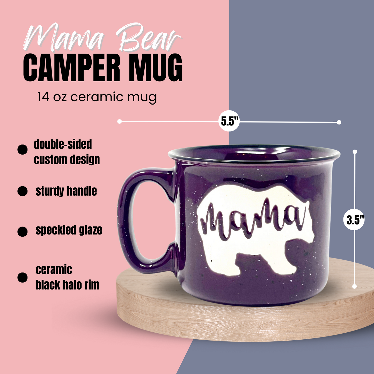 Mama Bear & Papa Bear Coffee Mug - Cute Coffee Cups for Men and Women - Unique Fun Gifts for Him, Her, Mother's Day, Father's Day, Christmas (Mama Bear Coral & Papa Bear Light Blue Gift Set)
