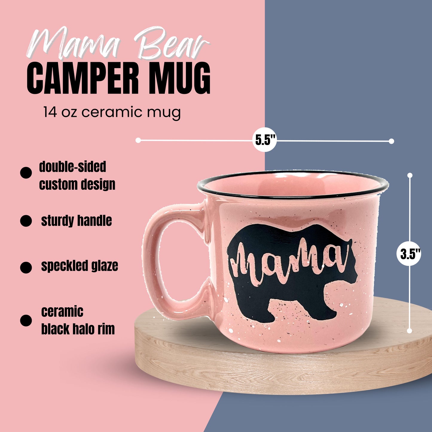Mama Bear Coffee Mug for Mom, Mother, Wife - Cute Coffee Cups for Women - Unique Fun Gifts for Her, Mother's Day, Christmas (Mama Bear Coral and Papa Bear Light Blue Gift Set)