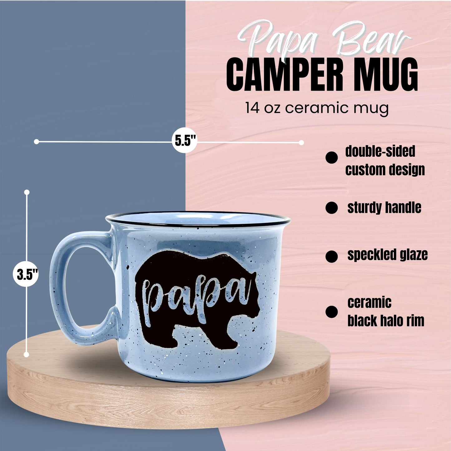 Nana Bear Cute Coffee Mug for Grandma, Grandmother - Grandma Gifts, Mother's Day, Christmas, Birthday (Nana Bear Coral and Papa Bear Dark Blue Gift Set)