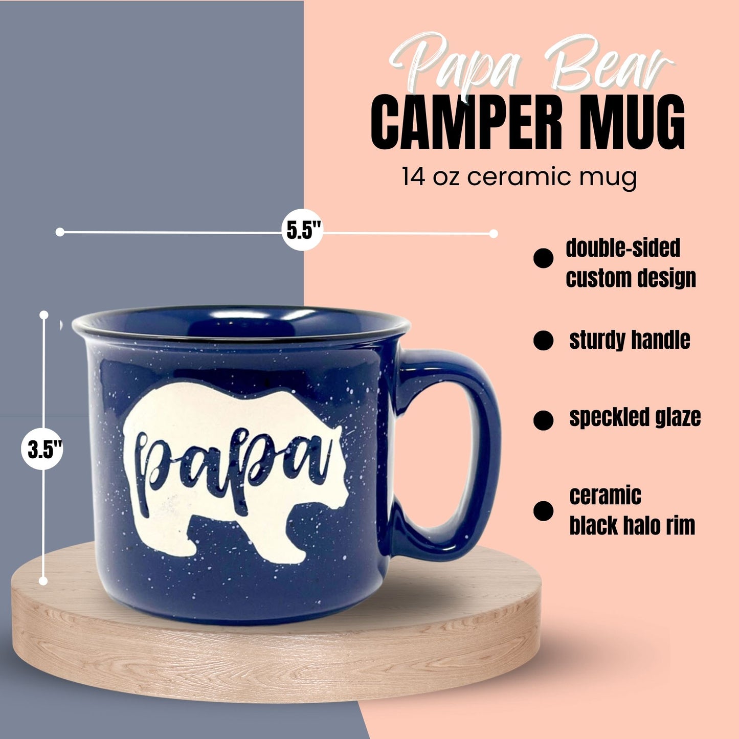 Nana Bear Teal & Papa Bear Navy Blue Coffee Mug Gift Set - Cute, Large Coffee Cup Sets for Parents, Couples, Grandparents - Unique Fun Gifts for Him, Her, Birthday, Anniversary, Mother's Day, Father's Day, Christmas