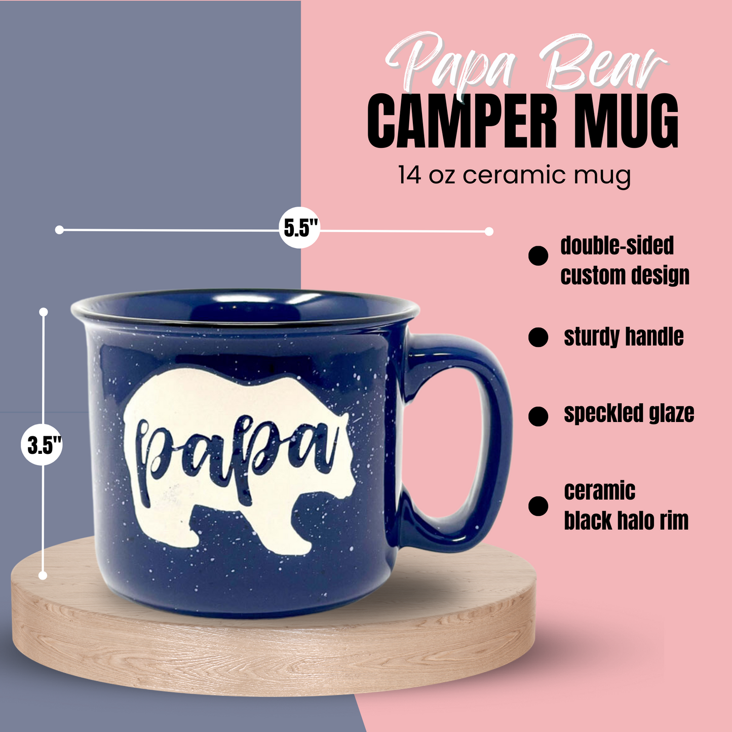 Mama Bear & Papa Bear Coffee Mug - Cute Coffee Cups for Men and Women - Unique Fun Gifts for Him, Her, Mother's Day, Father's Day, Christmas (Mama Bear Coral & Papa Bear Light Blue Gift Set)