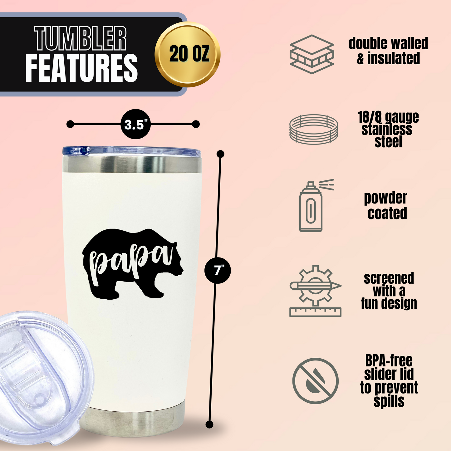 Mom and Dad Gift Coffee Mug - Mama Bear and Papa Bear Tumbler - Mom and Dad Cup - Cute Gifts for Mother, Father, New Moms and Dads for Christmas, Birthday, Mother's Day, and Father's Day (Mama Bear and Papa Bear 20 oz Gift Set)