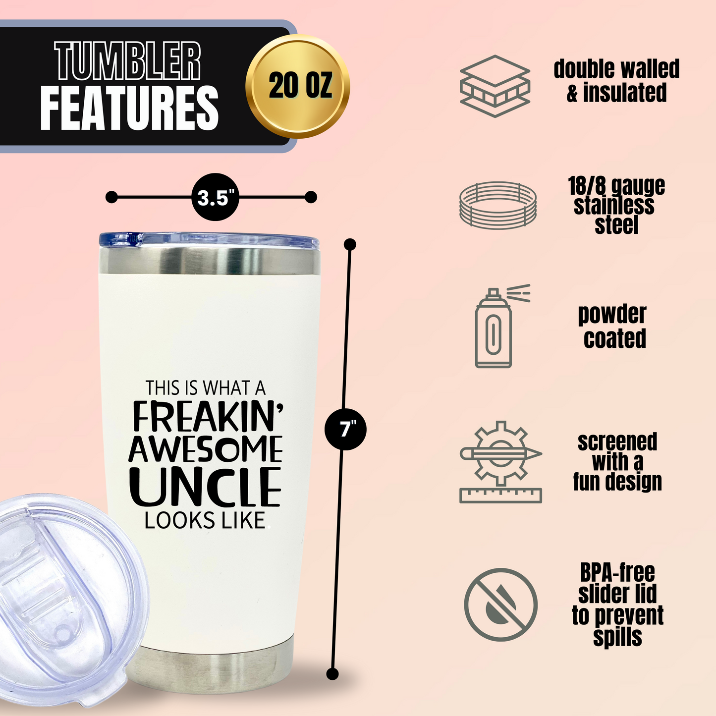 Funny Aunt and Uncle 20 oz Tumbler Gift Set