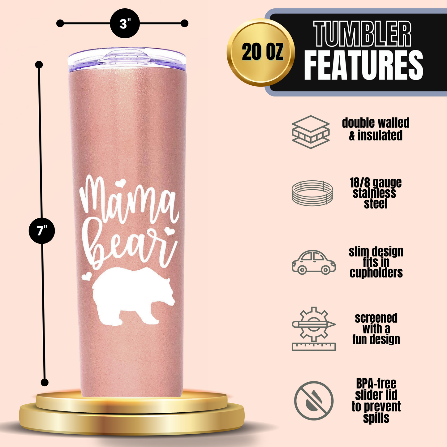 Mom and Dad Gift Coffee Mug - Mama Bear and Papa Bear Tumbler - Mom and Dad Cup - Cute Gifts for Mother, Father, New Moms and Dads for Christmas, Birthday, Mother's Day, and Father's Day (Mama Bear and Papa Bear 20 oz Gift Set)