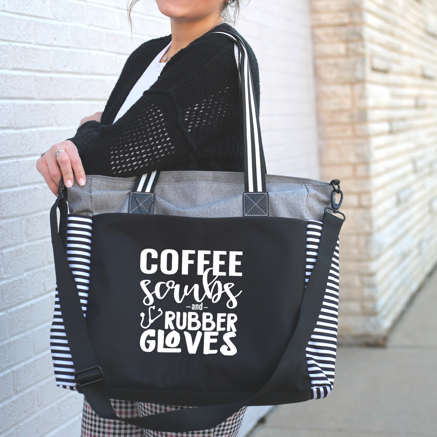 Coffee Scrubs LouLou Gray Tote Bag for Medical Workers