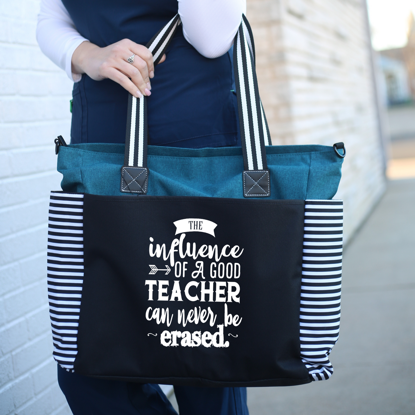 Teacher Influence Loulou Teal Tote Bag for Teachers