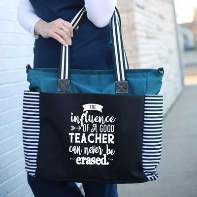 Teacher Influence Loulou Teal Tote Bag for Teachers