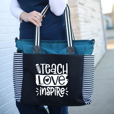 Teach Love Inspire LouLou Teal Tote Bag for Teachers