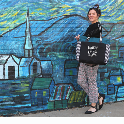 I Will Stab You LouLou Teal Tote Bag for Medical Workers