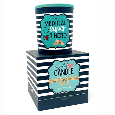 Medical Superhero 8 oz Jasmine and Vanilla Scented Candle
