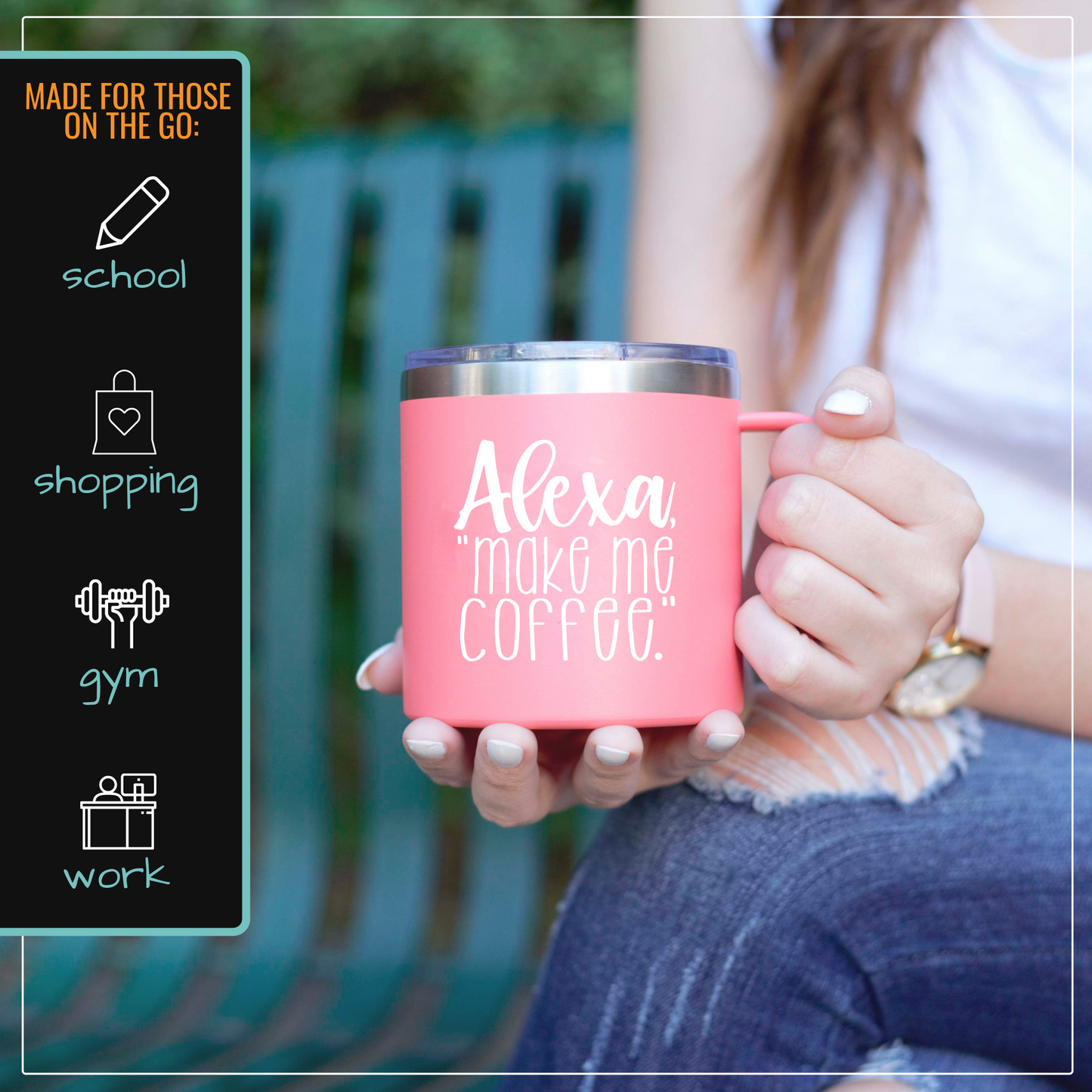 Alexa 14 oz Coral Camper Tumbler for Bosses