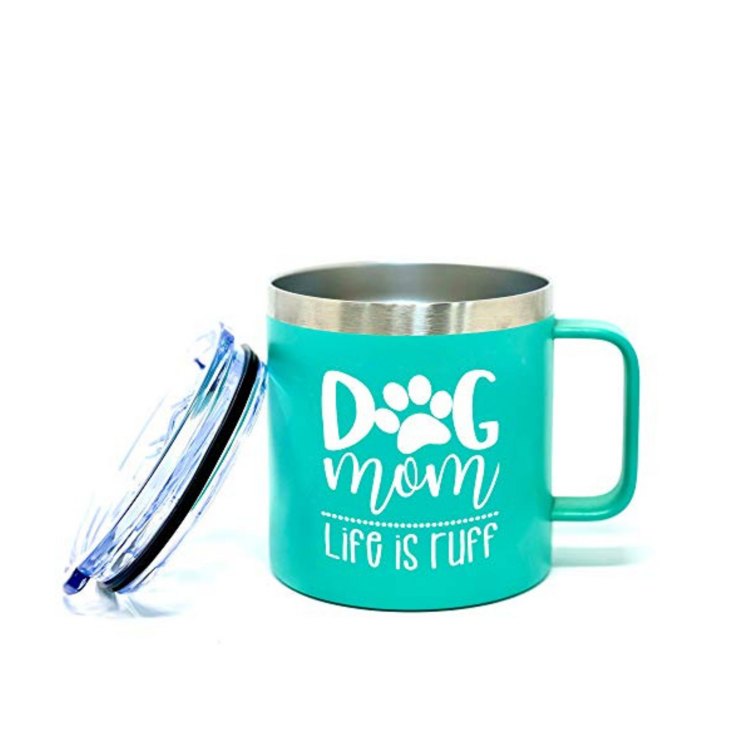 Dog Mom Teal 14 oz Camper Tumbler for Dog Lovers