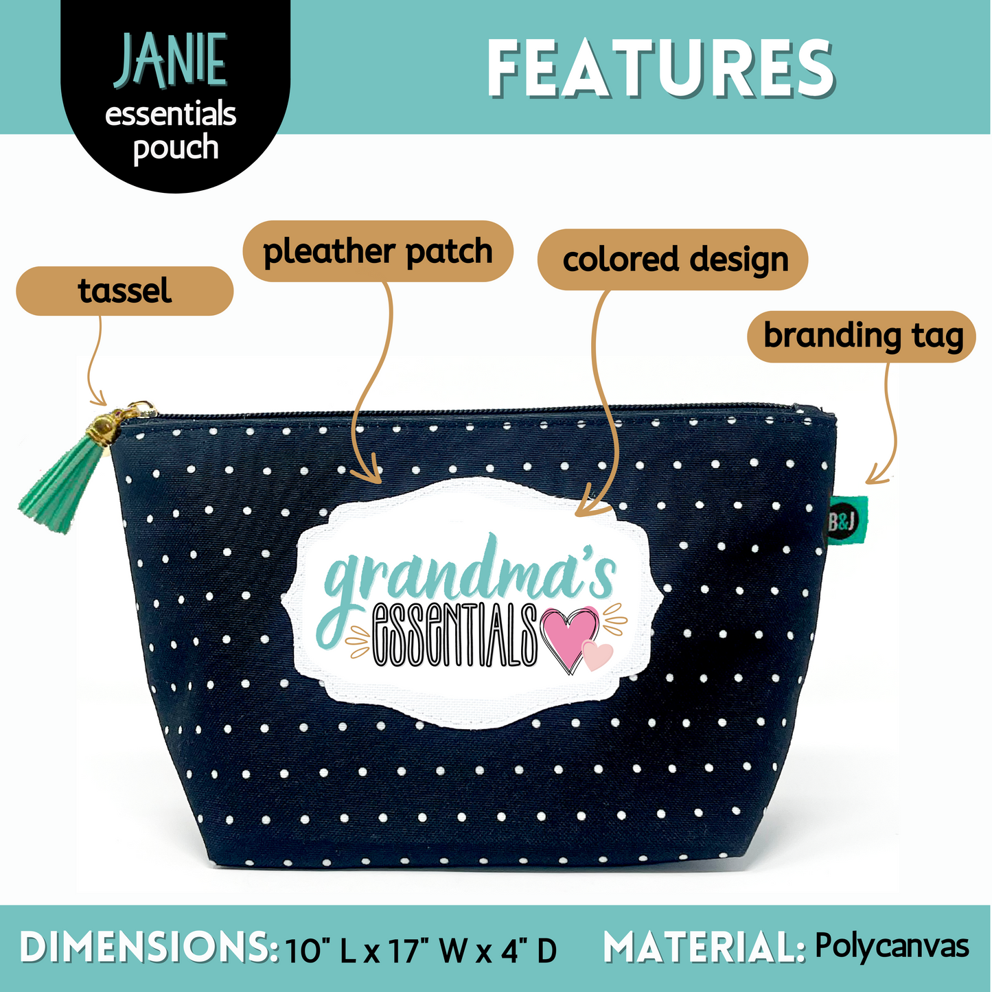 Grandma's Essentials Janie Zippered Pouch